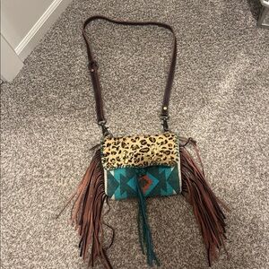 Myra Bag Leopard and Teal Crossbody Bag New!